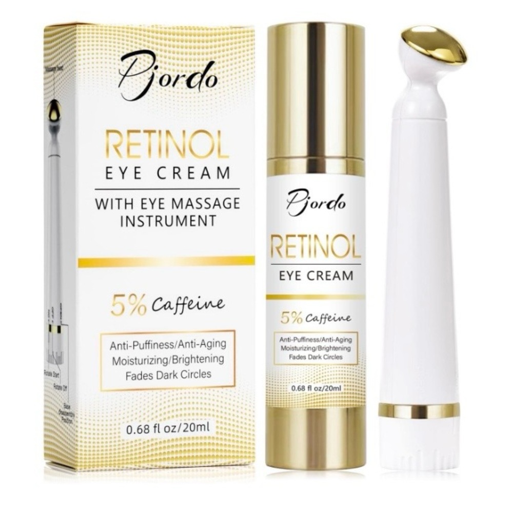 Pjordo RETINOL EYE CREAM WITH EYE MASSAGE INSTRUMENT. NEW SEALED PACKAGE
